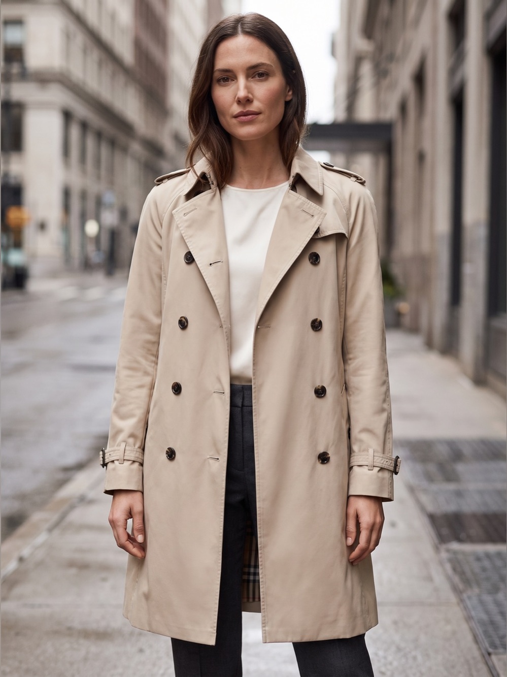 Burberry Women's Beige Double-Breasted Trench Coat US14